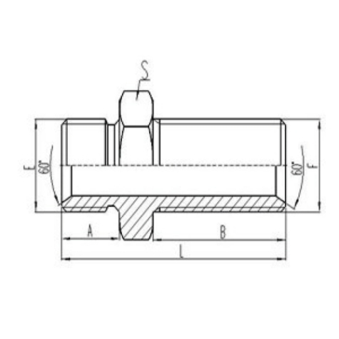 英製外螺紋60°內錐（zhuī）麵密封或組合墊密封過板接（jiē）頭
