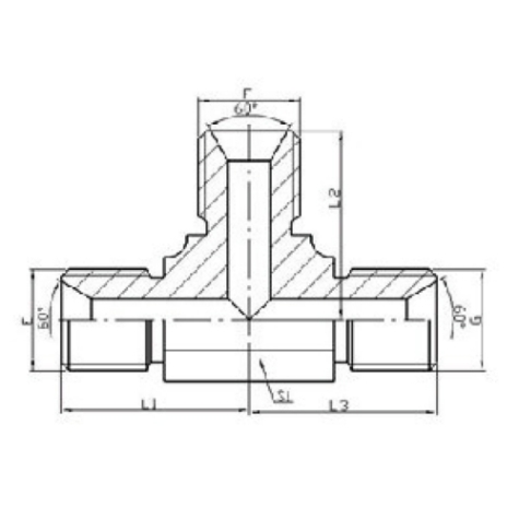 英製外螺紋60°內錐麵密封或組合墊密（mì）封三（sān）通接頭