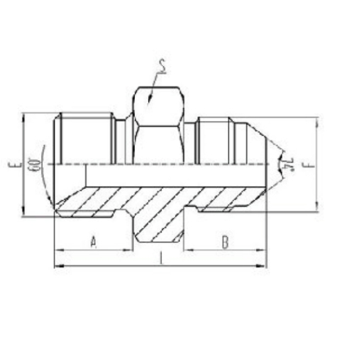 英製外螺(luó)紋60°內錐麵密封或組合墊密封|美製JIC外螺紋74°外錐麵密封