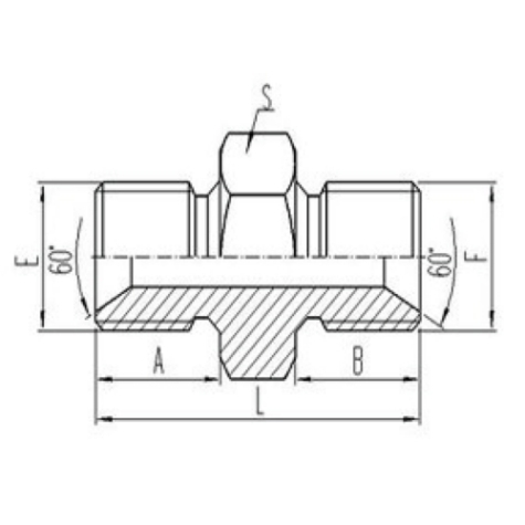 兩端英製外螺紋60°內錐麵密封或（huò）組合墊密封