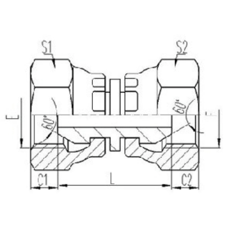 兩端英製活動內螺紋60°外錐麵密封