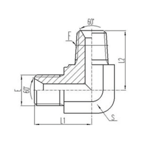90°彎英製外螺紋（wén）60°內錐麵密封或組合墊密封|英錐管外螺紋密封（fēng）