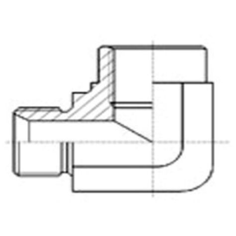 90°彎（wān）英（yīng）製外螺紋60°內錐麵（miàn）密封（fēng）或組合墊密封.英製固（gù）定內螺紋鋼（gāng）墊密封
