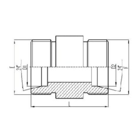 兩端公製外（wài）螺（luó）紋24°內錐麵密封圓柱過（guò）板接頭