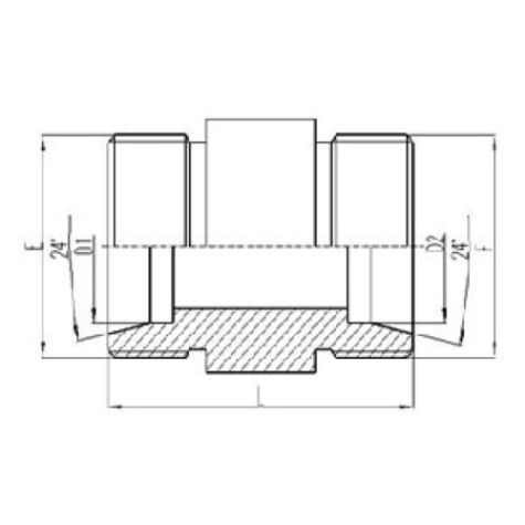 兩端公製外（wài）螺紋24°內錐麵密封圓柱過板接頭