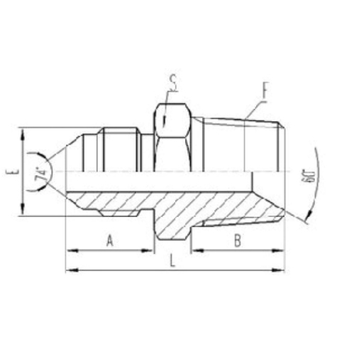 公製外螺紋(wén)74°外錐麵密封(fēng)|英錐管外螺紋密封