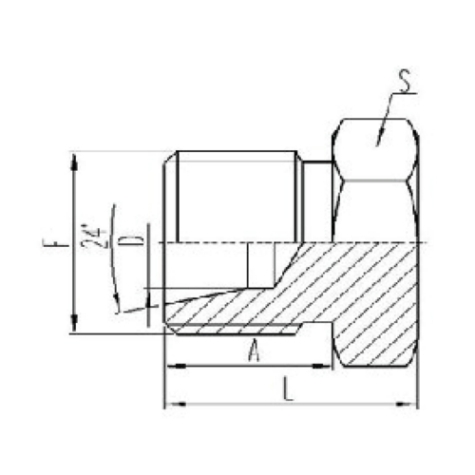 公製外螺紋24°內錐麵密封堵頭