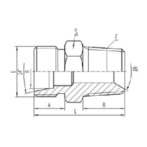 公製外螺紋24°內錐麵密封|英錐管外螺(luó)紋密封(fēng)