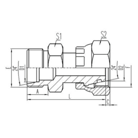 公製外螺紋24°內錐（zhuī）麵密封|公製（zhì）活動內螺紋（wén）24°外（wài）錐麵O形圈密封