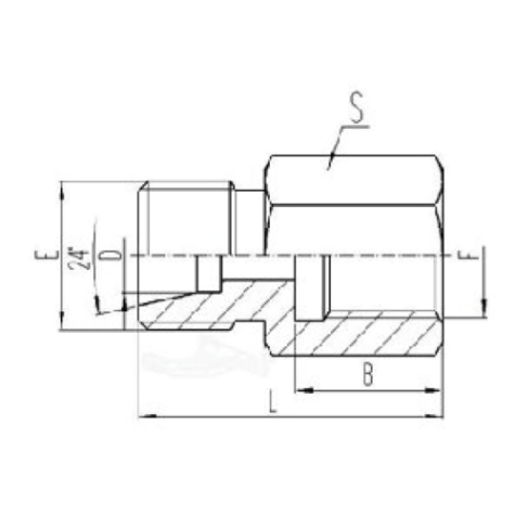 公製外螺紋24°內錐麵密封|公製固定內螺紋鋼墊(diàn)密封