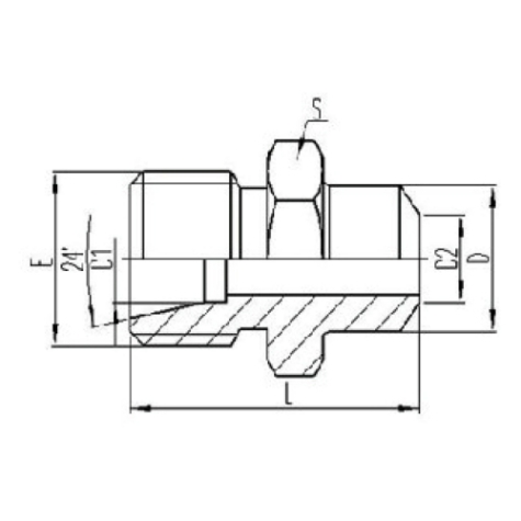 公製外螺紋24°內錐麵(miàn)密封|承接式焊接管