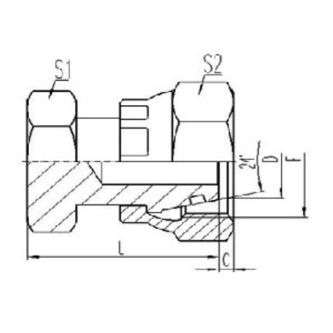 公製活動內螺紋24°外錐麵（miàn）O形圈密封堵頭（tóu）