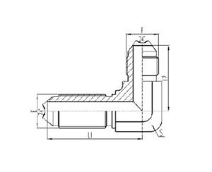90°彎（wān）公製外螺紋74°外錐（zhuī）麵密封過板（bǎn）接頭