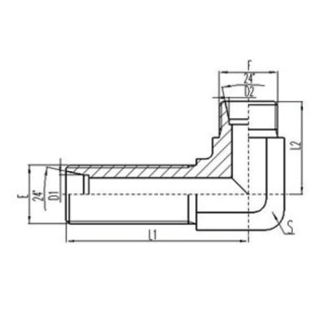 90°彎公製外螺紋(wén)24°內錐(zhuī)麵密封過板接頭
