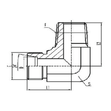 90°彎公製外螺紋（wén）24°內錐麵密封|英錐管外螺（luó）紋密封