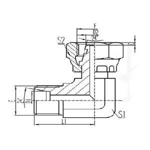 90°彎公製外螺紋24°內錐麵（miàn）密封|公製活動內螺紋24°外錐麵O形圈密封