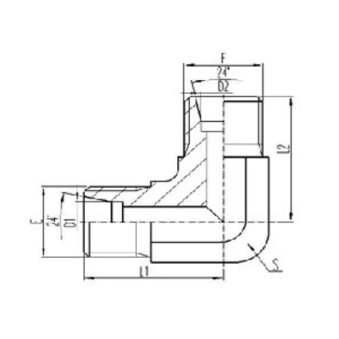 90°彎公製（zhì）外螺紋24°內錐麵密封