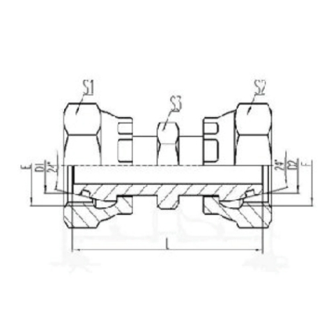兩(liǎng)端公製活動內(nèi)螺(luó)紋24°外錐麵O形圈密封