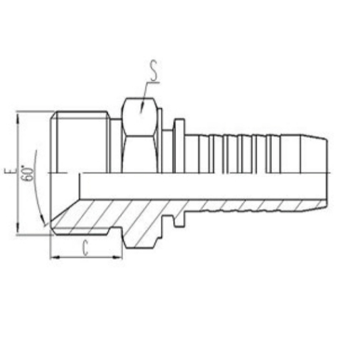 英（yīng）製外螺紋60°內錐麵密封