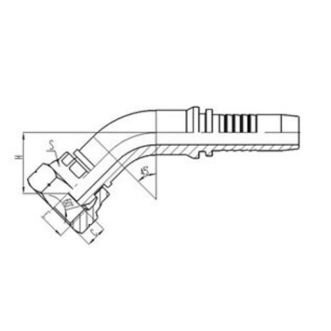 45°英製內螺紋60°外錐麵密封