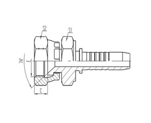 美製內螺紋74°內錐麵密封雙六角
