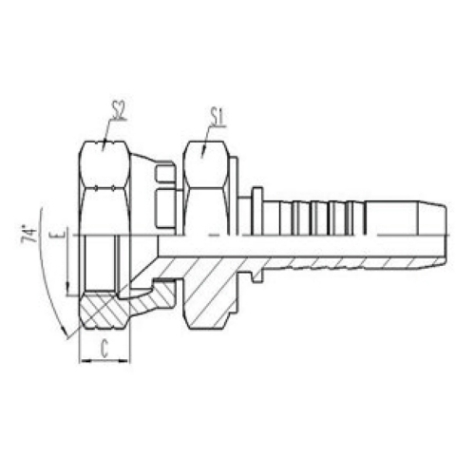 美製內螺紋74°內錐（zhuī）麵密封雙（shuāng）六角