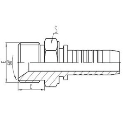 公製（zhì）外螺紋60°內（nèi）錐麵密封