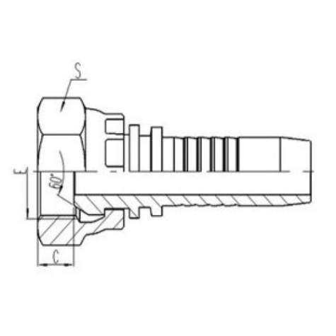 公製內(nèi)螺紋60°外錐(zhuī)麵密封