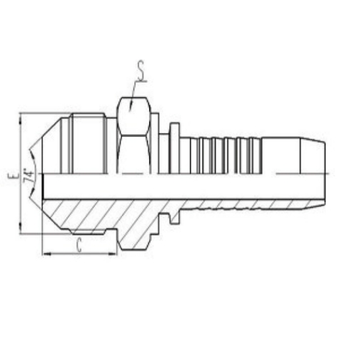 美製外螺紋74°外錐（zhuī）麵（miàn）密封