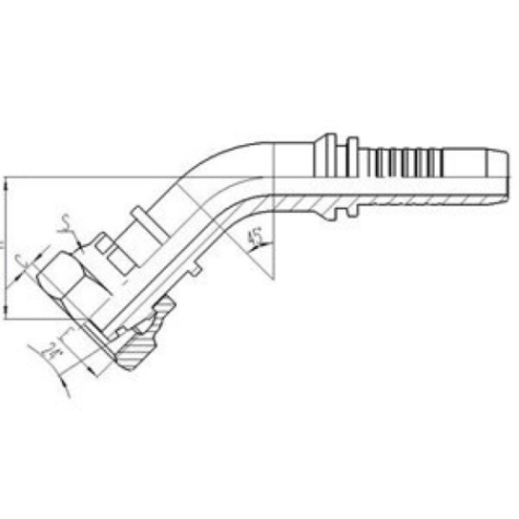 45°公製內螺紋24°外錐麵帶O形(xíng)圈密封重係列