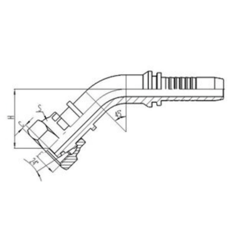 45°公製內螺紋24°外錐麵帶O形圈密封輕係列