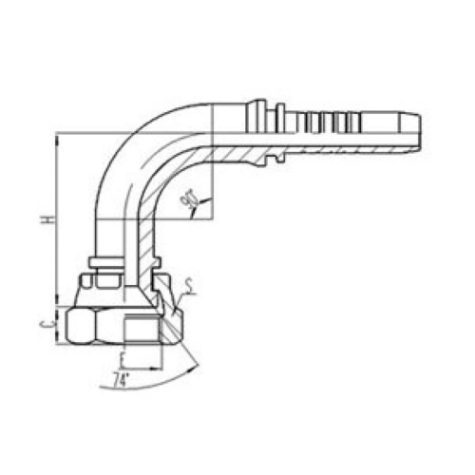 90°公製內螺紋74°內錐麵密封