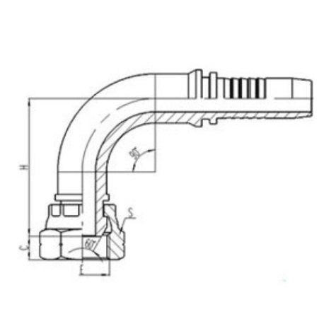 90°公製內(nèi)螺紋(wén)60°外錐麵密封