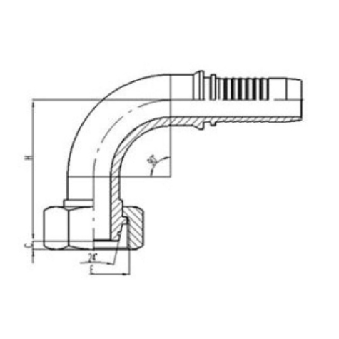 90°公製內螺紋24°外錐麵帶O形圈密封重係列