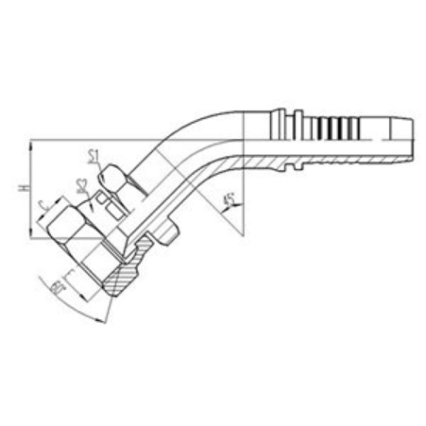 45°日式公製內螺紋60°內錐麵密封