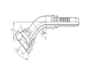 45°公製內螺紋74°內錐麵密封