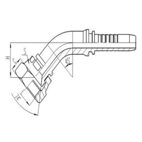 45°公製內螺紋74°內錐麵密封（fēng）