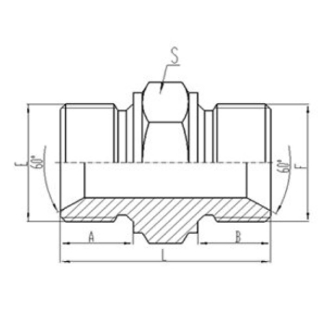 兩端公製外螺紋60°內錐麵密封或組合墊密封