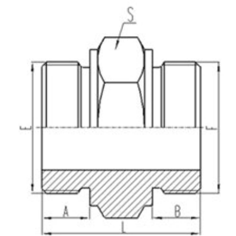 兩端公(gōng)製外螺紋六角端麵O形圈密封