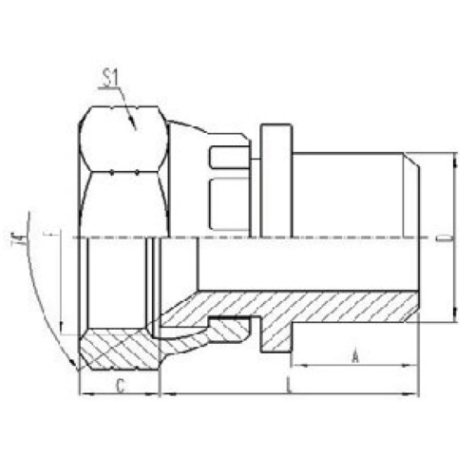 美製JIC螺紋74°錐麵密封過渡（dù）接頭