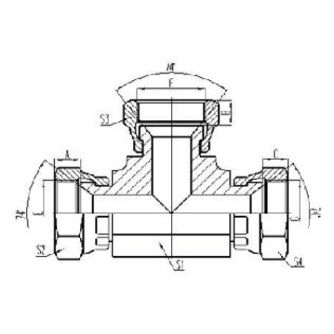 美製JIC螺(luó)紋74°錐麵密封過渡接頭