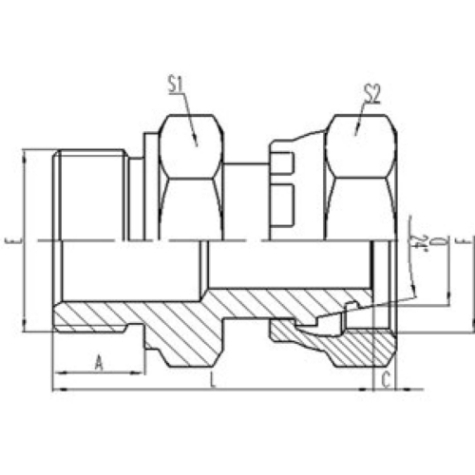 英製(zhì)外螺紋六角端麵O形圈密封|公製活動內螺紋24°外錐麵帶O形圈密封